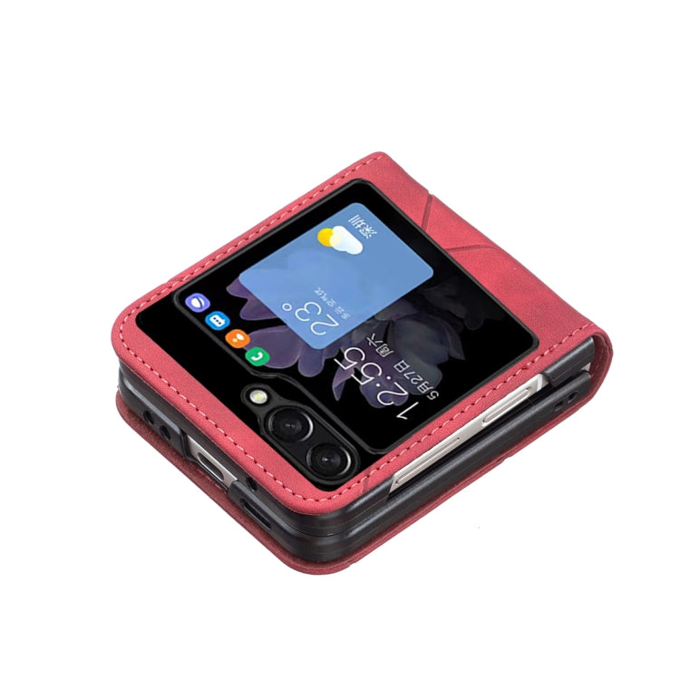 For Samsung Galaxy Z Flip5 Rhombus Texture Leather Phone Case(Red)