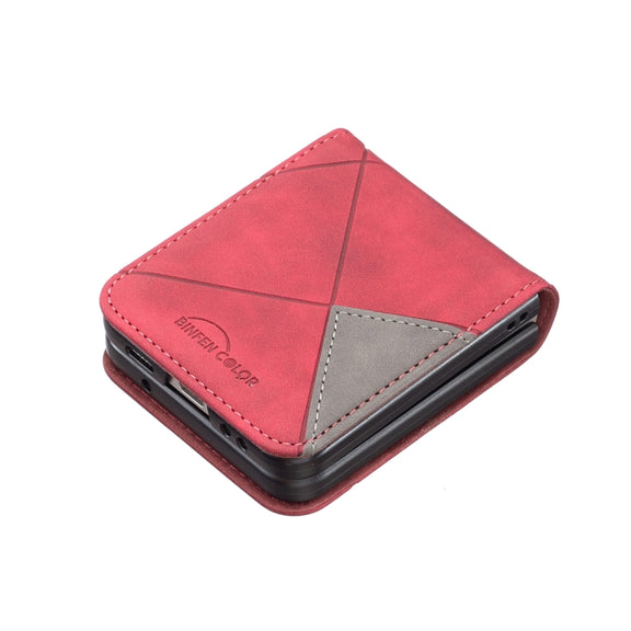 For Samsung Galaxy Z Flip5 Rhombus Texture Leather Phone Case(Red)