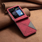 For Samsung Galaxy Z Flip5 Rhombus Texture Leather Phone Case(Red)