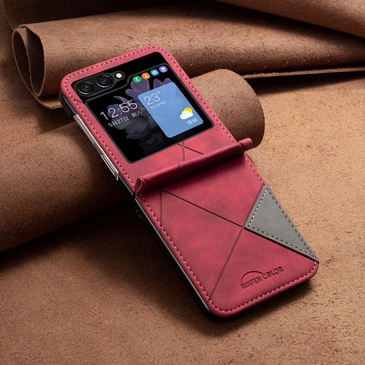 For Samsung Galaxy Z Flip5 Rhombus Texture Leather Phone Case(Red)