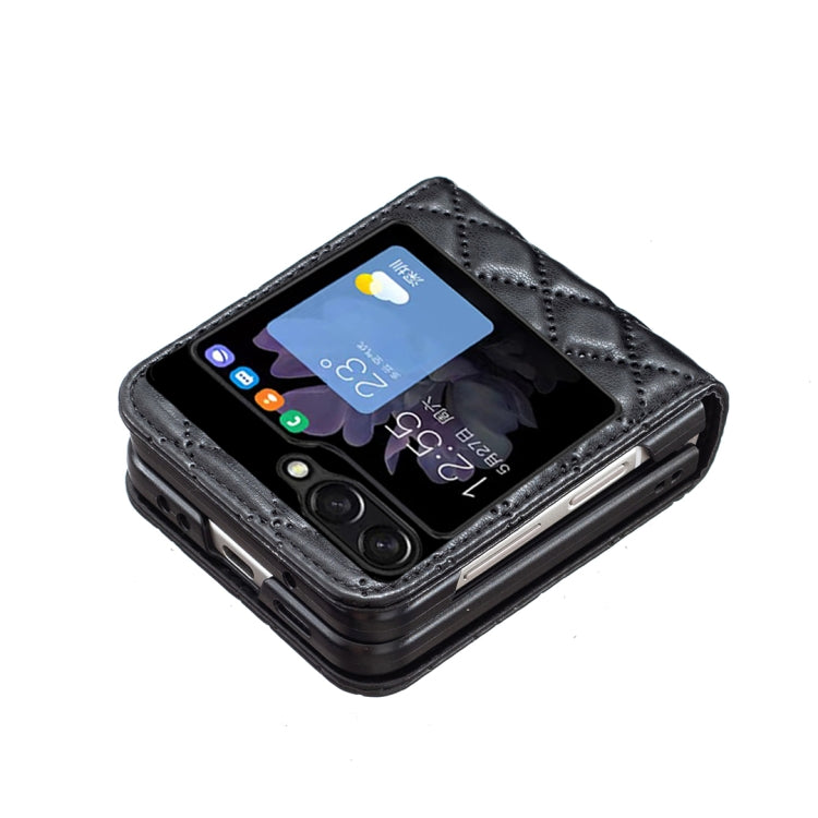 For Samsung Galaxy Z Flip5 Elegant Rhombic Texture Leather Phone Case(Black)