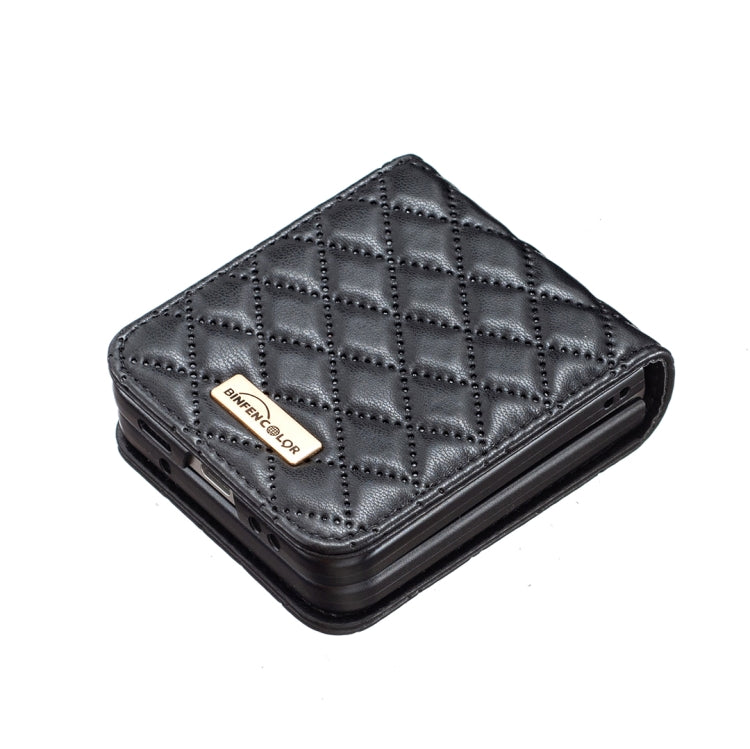 For Samsung Galaxy Z Flip5 Elegant Rhombic Texture Leather Phone Case(Black)