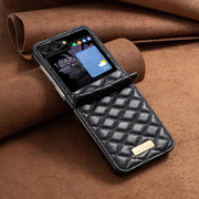 For Samsung Galaxy Z Flip5 Elegant Rhombic Texture Leather Phone Case(Black)