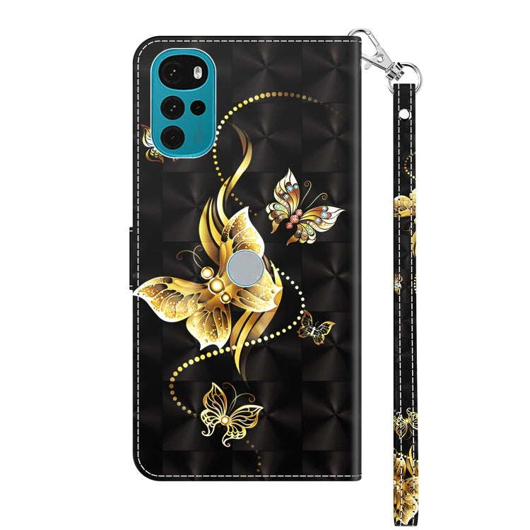 For Motorola Moto G22 3D Painted Leather Phone Case(Golden Swallow Butterfly)