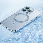 For iPhone 14 Pro Max Whorl Electroplated MagSafe Magnetic Phone Case (Silver)