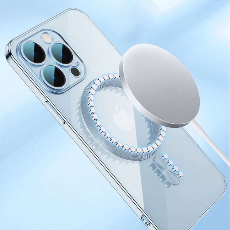 For iPhone 14 Pro Max Whorl Electroplated MagSafe Magnetic Phone Case (Silver)