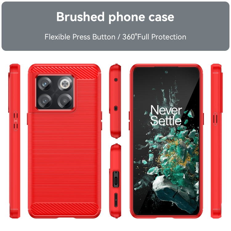 For OnePlus 10T Brushed Texture Carbon Fiber TPU Phone Case (Red)