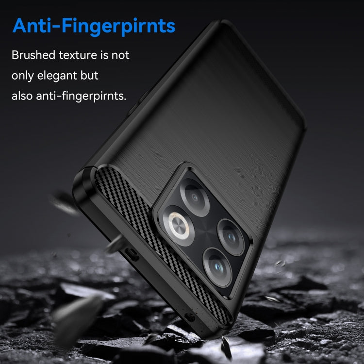 For OnePlus 10T Brushed Texture Carbon Fiber TPU Phone Case (Black)