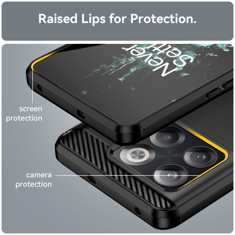 For OnePlus 10T Brushed Texture Carbon Fiber TPU Phone Case (Black)