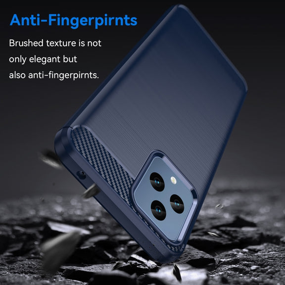 For T-Mobile REVVL 6 5G Brushed Texture Carbon Fiber TPU Phone Case (Blue)