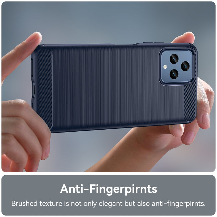 For T-Mobile REVVL 6 5G Brushed Texture Carbon Fiber TPU Phone Case (Blue)
