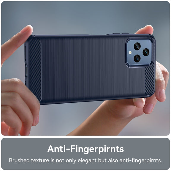 For T-Mobile REVVL 6 5G Brushed Texture Carbon Fiber TPU Phone Case (Blue)