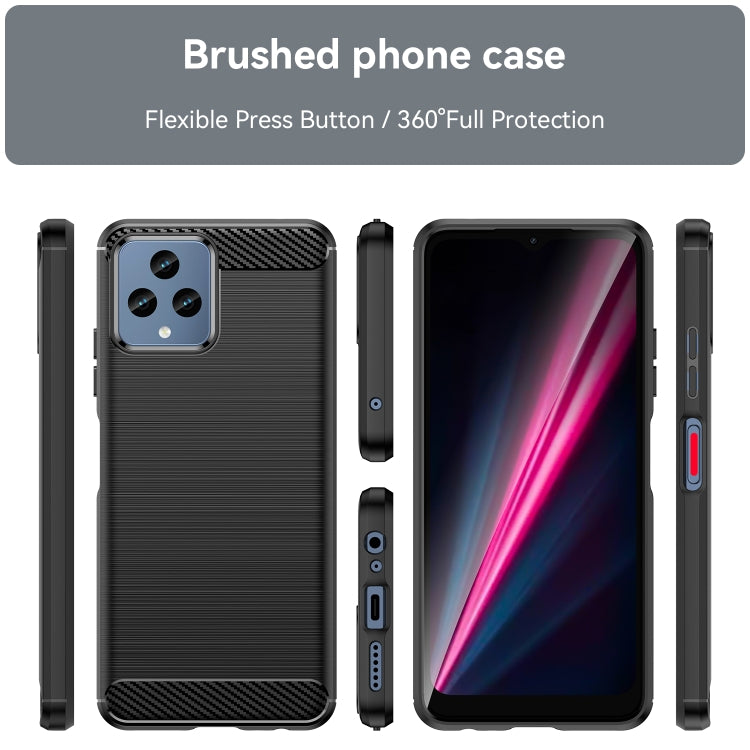 For T-Mobile REVVL 6 5G Brushed Texture Carbon Fiber TPU Phone Case (Black)