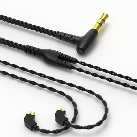CVJ V2 1.25m Oxygen-free Copper Original 3.5mm Elbow Earphone Cable, Style:0.75mm No Mic(Black)