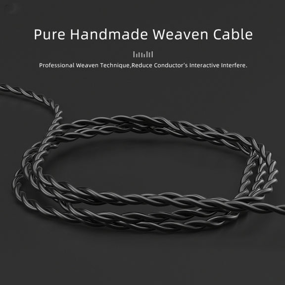 CVJ V2 1.25m Oxygen-free Copper Original 3.5mm Elbow Earphone Cable, Style:0.78mm No Mic(Black)