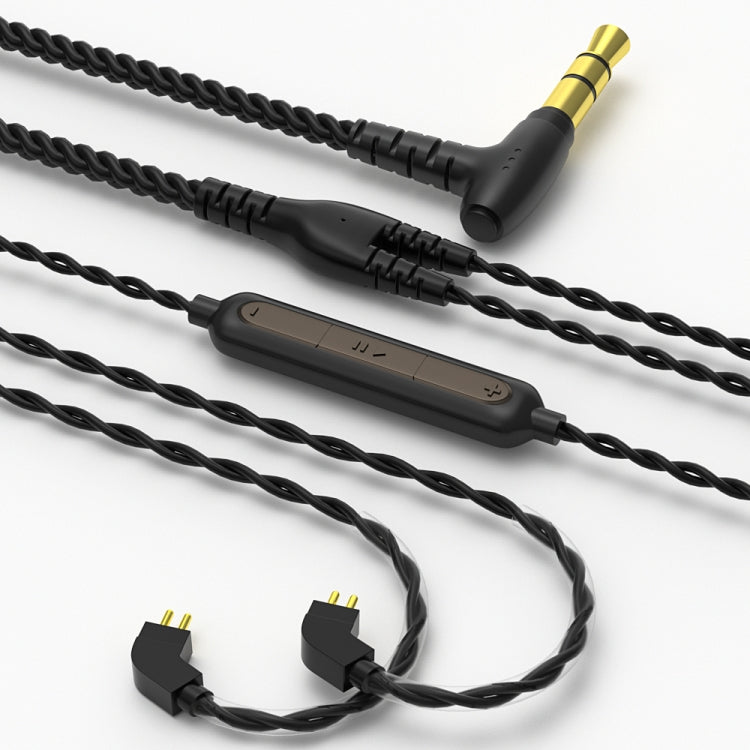 CVJ V2 1.25m Oxygen-free Copper Original 3.5mm Elbow Earphone Cable, Style:0.78mm with Mic(Black)