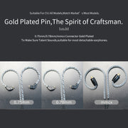 CVJ V2 1.25m Oxygen-free Copper Original 3.5mm Elbow Earphone Cable, Style:0.78mm with Mic(Black)