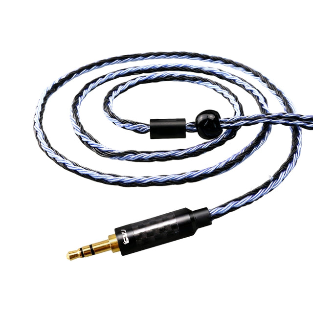 CVJ V3 1.2m 16 Cores Silver-plated 3.5mm Earphone Cable, Style:0.78mm(Black-Blue)