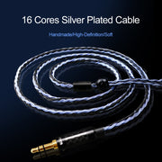 CVJ V3 1.2m 16 Cores Silver-plated 3.5mm Earphone Cable, Style:MMCX(Silver-Blue)