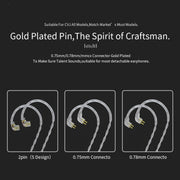 CVJ V7 1.25m 4-Cores Silver-plated 3.5mm Elbow Earphone Cable, Model:0.78mm No Mic(Silver)