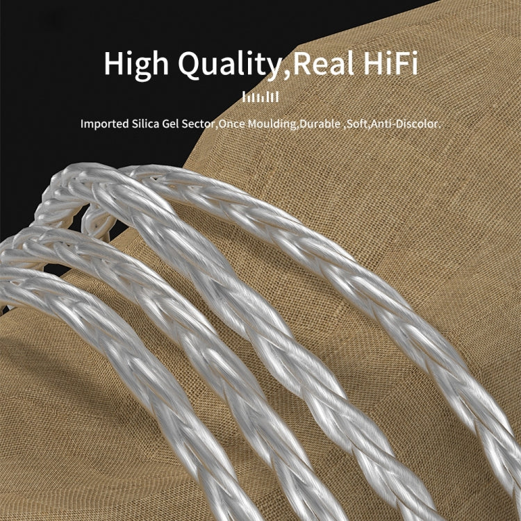 CVJ V7 1.25m 4-Cores Silver-plated 3.5mm Elbow Earphone Cable, Model:2 Pin No Mic(Silver)