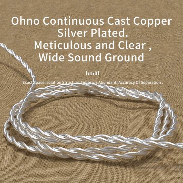 CVJ V7 1.25m 4-Cores Silver-plated 3.5mm Elbow Earphone Cable, Model:2 Pin No Mic(Silver)