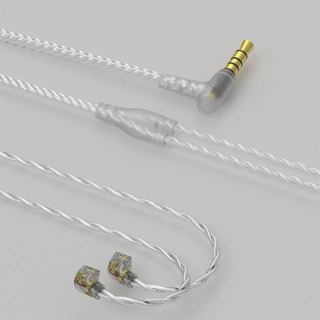 CVJ V7 1.25m 4-Cores Silver-plated 3.5mm Elbow Earphone Cable, Model:2 Pin No Mic(Silver)