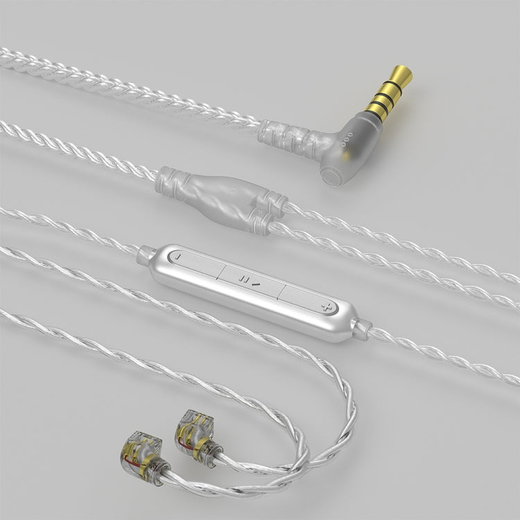 CVJ V7 1.25m 4-Cores Silver-plated 3.5mm Elbow Earphone Cable, Model:2 Pin with Mic(Silver)