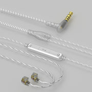 CVJ V7 1.25m 4-Cores Silver-plated 3.5mm Elbow Earphone Cable, Model:2 Pin with Mic(Silver)