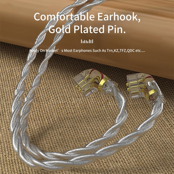 CVJ V7 1.25m 4-Cores Silver-plated 3.5mm Elbow Earphone Cable, Model:2 Pin with Mic(Silver)