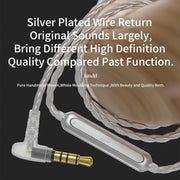 CVJ V7 1.25m 4-Cores Silver-plated 3.5mm Elbow Earphone Cable, Model:2 Pin with Mic(Silver)