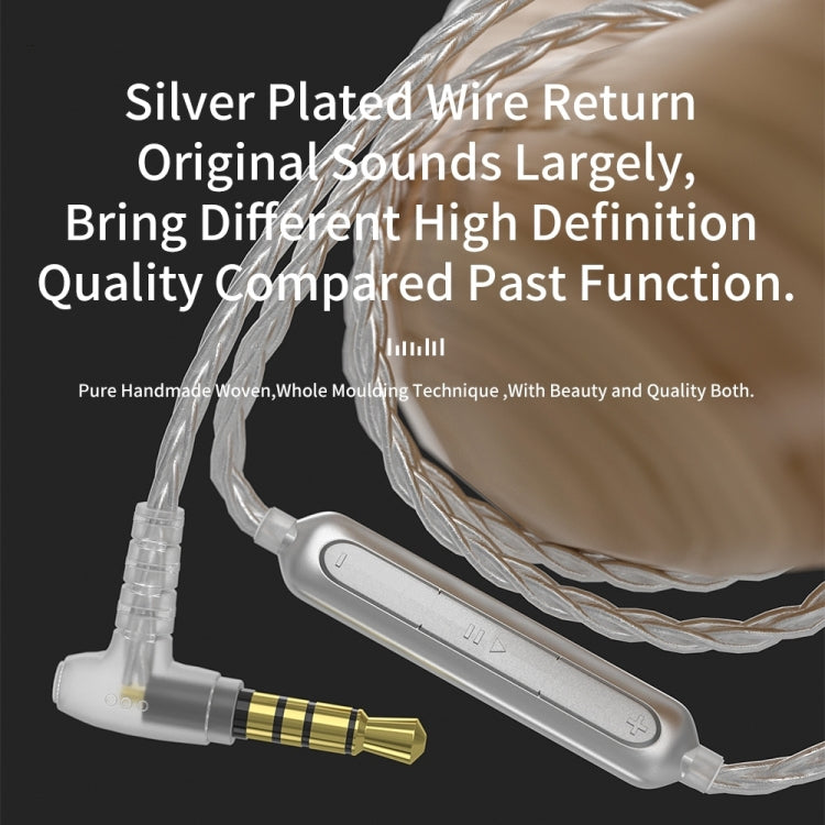 CVJ V7 1.25m 4-Cores Silver-plated 3.5mm Elbow Earphone Cable, Model:2 Pin with Mic(Silver)