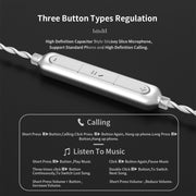 CVJ V7 1.25m 4-Cores Silver-plated 3.5mm Elbow Earphone Cable, Model:2 Pin with Mic(Silver)