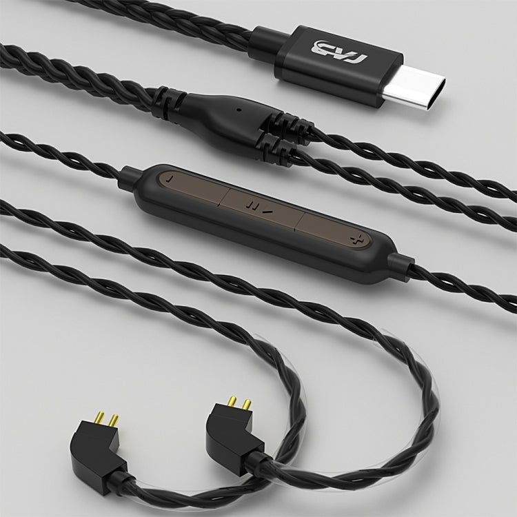 CVJ V6.TC 1.25m Type-C Digital Decoding Oxygen-free Copper Earphone Cable, Style:0.75mm(Black)
