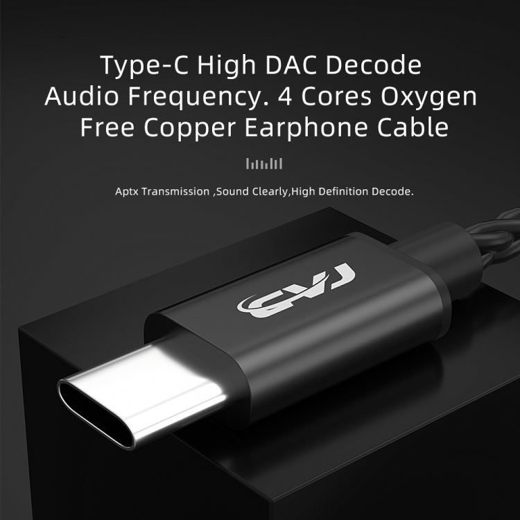 CVJ V6.TC 1.25m Type-C Digital Decoding Oxygen-free Copper Earphone Cable, Style:0.75mm(Black)