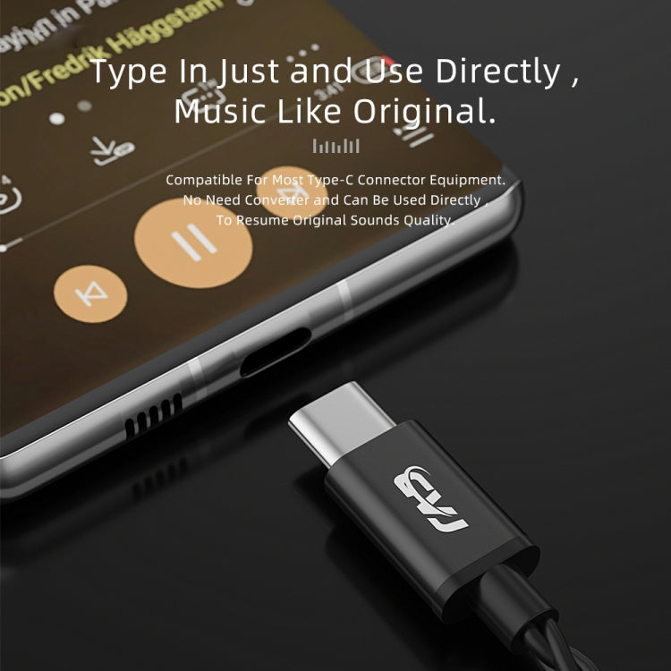 CVJ V6.TC 1.25m Type-C Digital Decoding Oxygen-free Copper Earphone Cable, Style:0.75mm(Black)