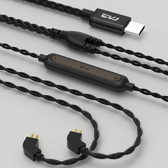 CVJ V6.TC 1.25m Type-C Digital Decoding Oxygen-free Copper Earphone Cable, Style:0.75mm(Black)