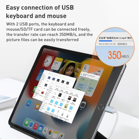 5 in 1 8 Pin to SD / TF Card Slot + 3 USB Ports Multifunctional Docking Station HUB(Silver)