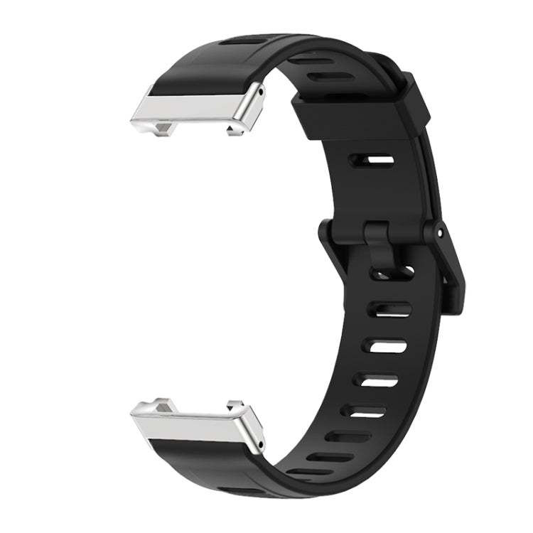 For Xiaomi Mi Band 7 Pro Mijobs Flat Hole TPU Watch Band(Black Silver) - Watch Bands by MIJOBS