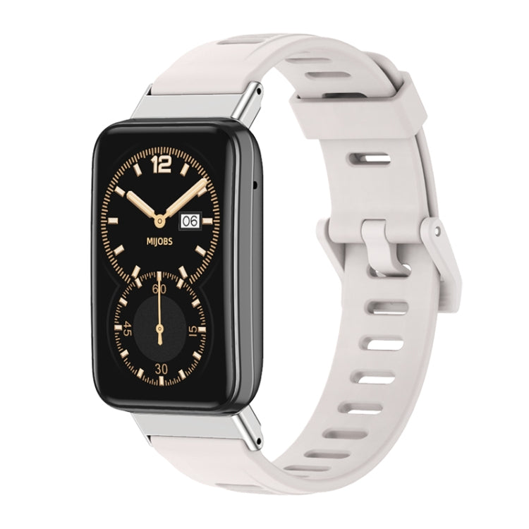 For Xiaomi Mi Band 7 Pro Mijobs Flat Hole TPU Watch Band(Grey Silver) - Watch Bands by MIJOBS