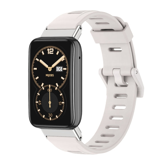 For Xiaomi Mi Band 7 Pro Mijobs Flat Hole TPU Watch Band(Grey Silver) - Watch Bands by MIJOBS