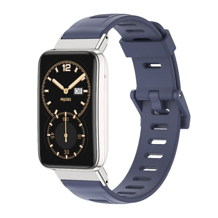 For Xiaomi Mi Band 7 Pro Mijobs Flat Hole TPU Watch Band(Blue Silver) - Watch Bands by MIJOBS
