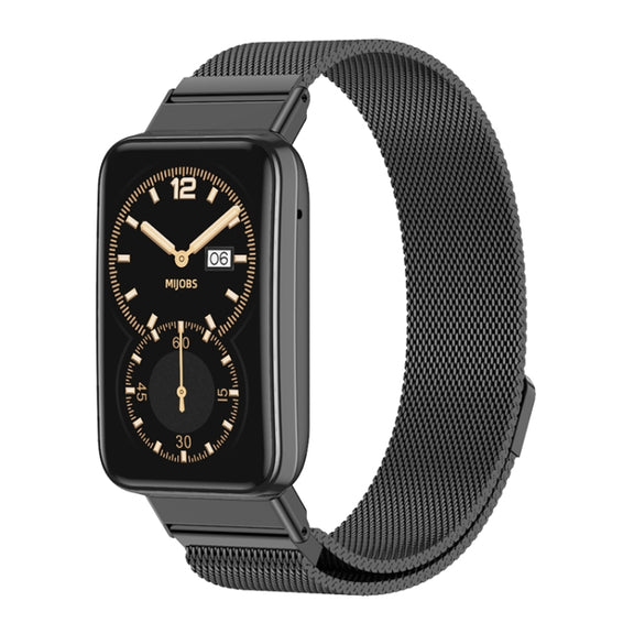 For Xiaomi Mi Band 7 Pro Mijobs Milan Magnetic Stainless Steel Watch Band(Black) - Watch Bands by MIJOBS