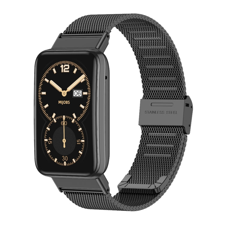 For Xiaomi Mi Band 7 Pro Mijobs Milan Buckle Stainless Steel Watch Band(Black) - Watch Bands by MIJOBS