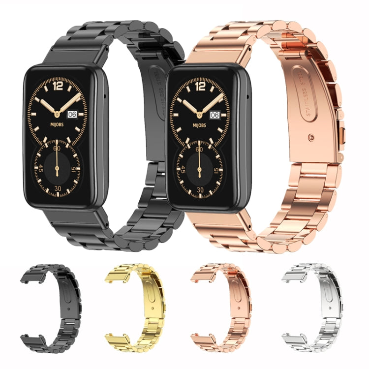 For Xiaomi Mi Band 7 Pro Mijobs Three-bead Metal Stainless Steel Watch Band(Silver)