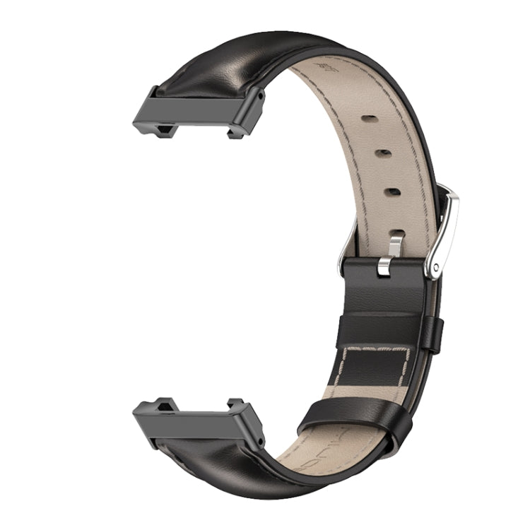 For Xiaomi Mi Band 7 Pro Mijobs Genuine Leather Top Layer Cowhide Watch Band(Black) - Watch Bands by MIJOBS