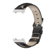For Xiaomi Mi Band 7 Pro Mijobs Genuine Leather Top Layer Cowhide Watch Band(Bamboo Black Silver) - Watch Bands by MIJOBS