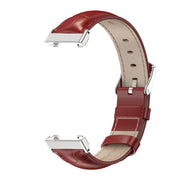For Xiaomi Mi Band 7 Pro Mijobs Genuine Leather Top Layer Cowhide Watch Band(Bamboo Red Silver)