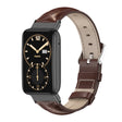 For Xiaomi Mi Band 7 Pro Mijobs Genuine Leather Top Layer Cowhide Watch Band(Bamboo Coffee Black) - Watch Bands by MIJOBS
