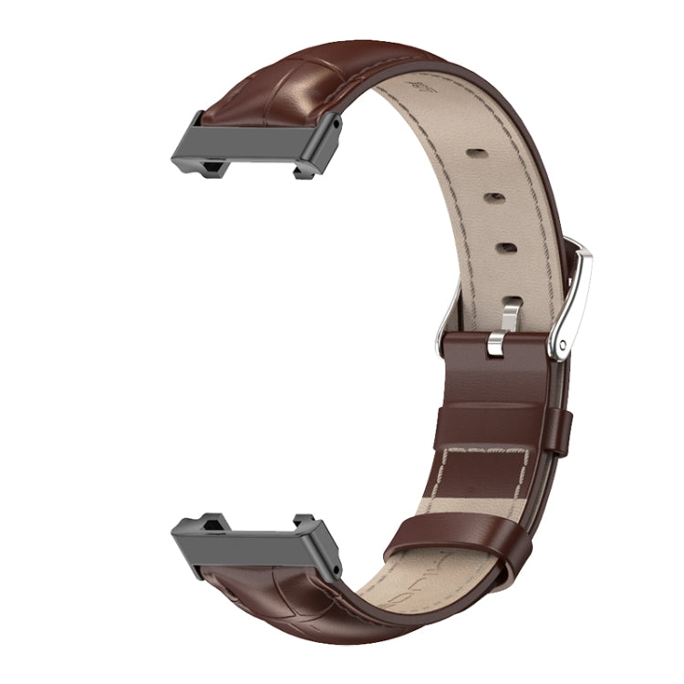 For Xiaomi Mi Band 7 Pro Mijobs Genuine Leather Top Layer Cowhide Watch Band(Bamboo Coffee Black) - Watch Bands by MIJOBS